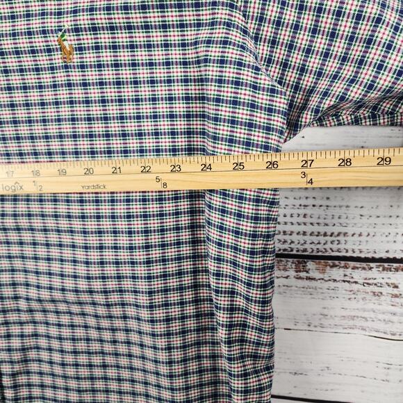 Polo Ralph Lauren 2XB Big Check Shirt Green Red Navy Plaid Long Sleeve Cotton - Picture 7 of 7